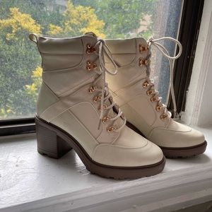Beige Heeled Booties (JustFab)